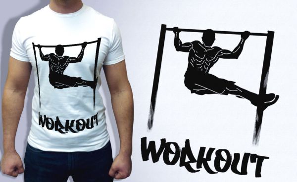 Дизайнерская спортивная футболка WORKOUT(Воркаут)