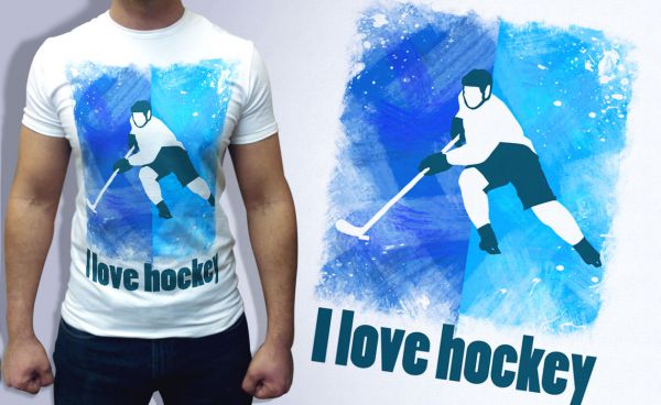 Дизайнерская Футболка Хоккей FashonSport - I love hoskey